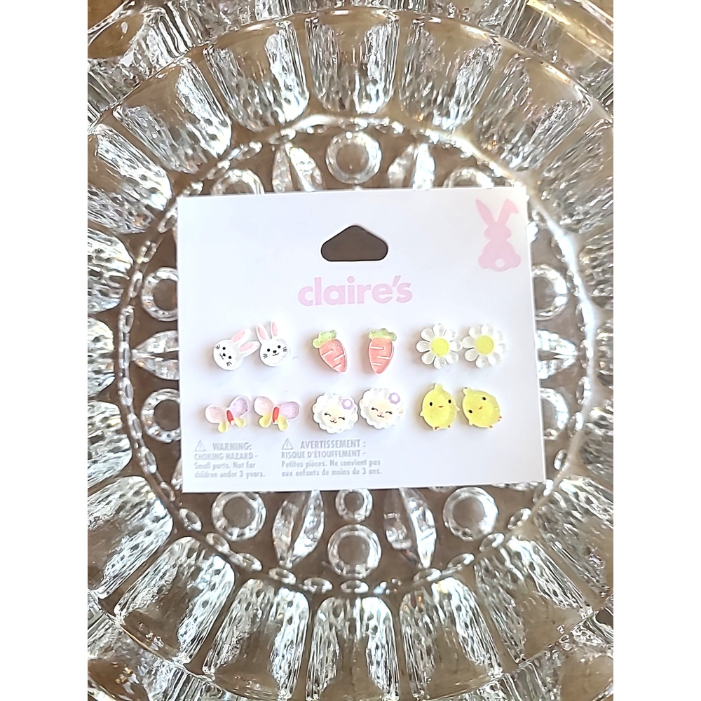 Claires Set of 6 Bunny Rabbit Chicks Spring Easter Post Earrings‎ Carrot Sheep